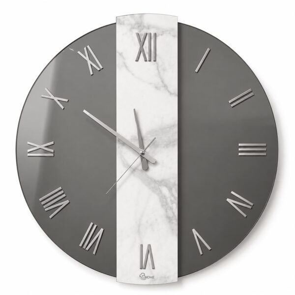 Orologio Specchiato Fumè Con Fascia Di Marmo