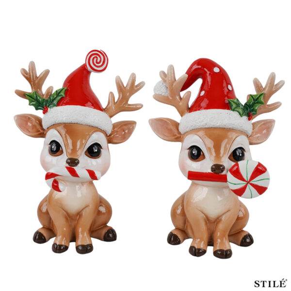 Renne Natalizie Decorative in Poliresina – Set da 2