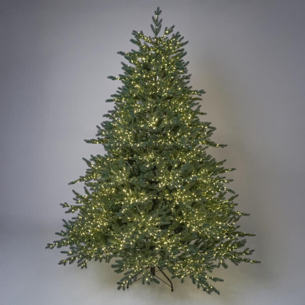 TONALE LUX – Albero di Natale Verde in PE con Led Integrati e Tronco Effetto Legno H.240 cm – 1858 tips – 9400 microLED – diametro 188 cm