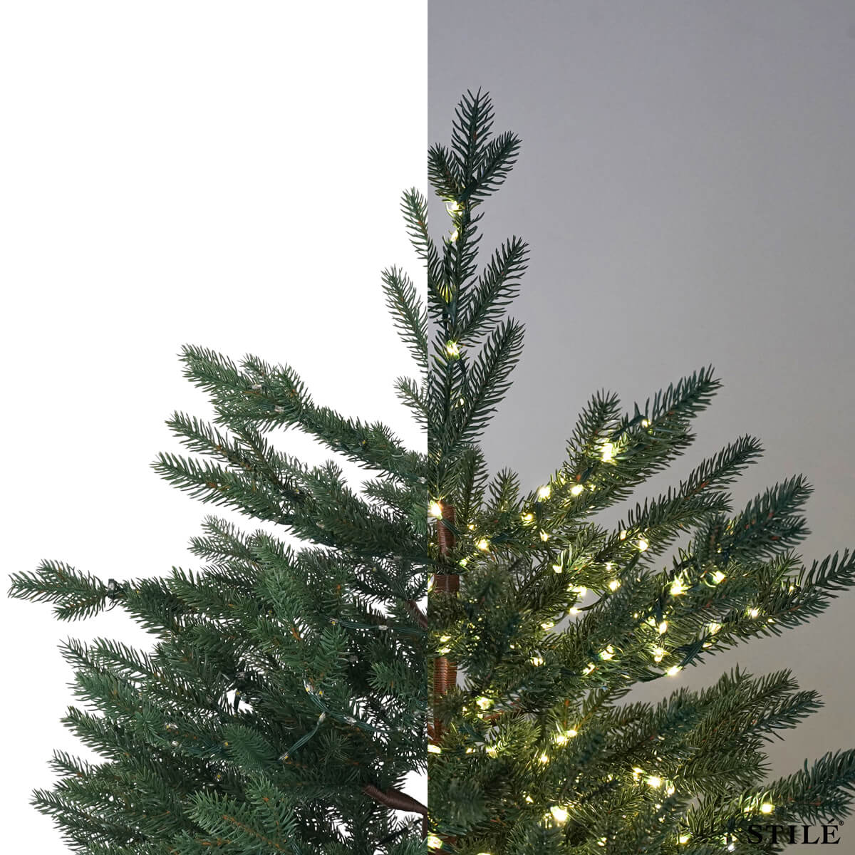 TONALE LUX – Albero di Natale Verde in PE con Led Integrati e Tronco Effetto Legno H.210 cm – 1318 tips – 6700 microLED – diametro 167 cm - immagine 4